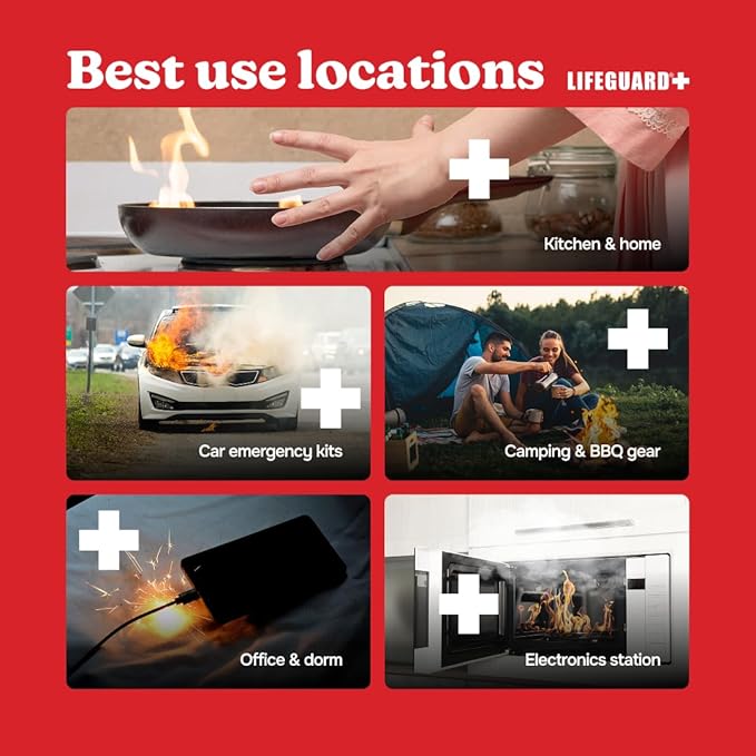 LIFEGUARD Aerosol Fire Extinguisher Spray - Non-Toxic, Eco-Friendly Fire Suppressant for Home, Kitchen, Car & Office, Compact, Easy-to-Use Design with 10-Year Shelf Life (Pack of 2)