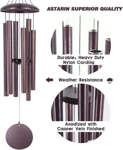 ASTARIN Wind Chimes, 36 Inch Large Metal Outdoor Chimes with 6 Tubes, Deep Tone, Tuned for Garden, Balcony, Patio & Home Decor. Bronze