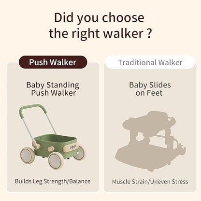 PULA Baby Push Walker with Wheels Toddler Wagon for First Learner Baby Toys 6-12 Months, 1 Year Old Birthday Gifts, Indoors and Outdoors (Pink)