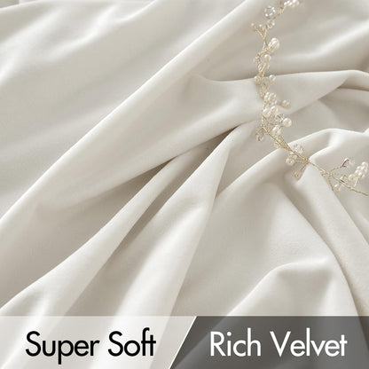 MIULEE Ivory White Velvet Curtains 96 inches Long 2 Panels - Luxury Pinch Pleated Room Darkening Window Drapes for Bedroom Living Room Thermal Insulated Super Soft, Back Tab Rod Pocket Elegant Decor