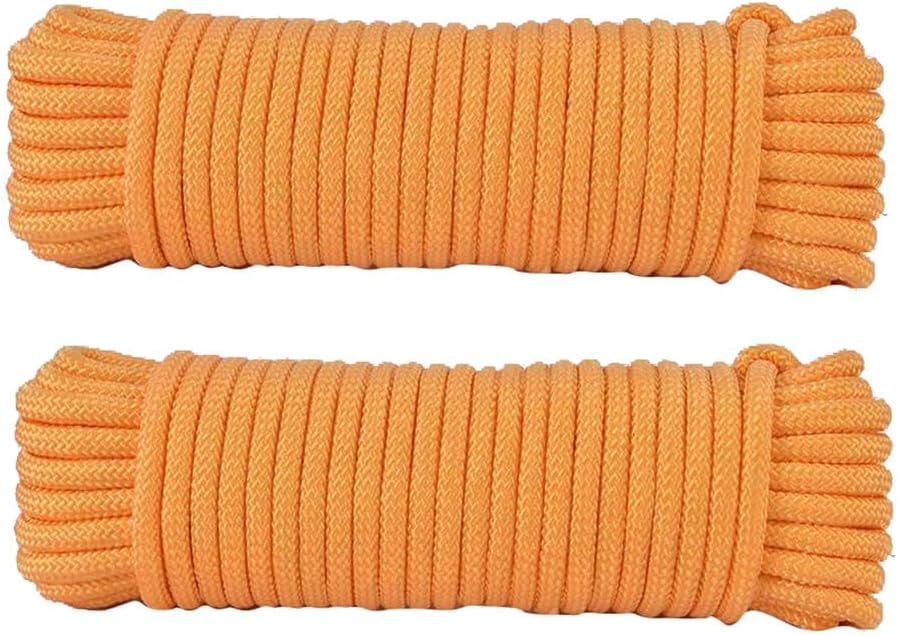 Heavy Duty Outdoor Clothesline for Backyard Cruise Essentials Home Use DIY Crafting Gardening Decoration Yellow 33ft Pack 2