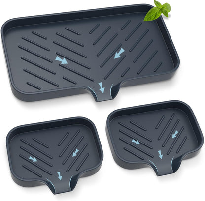 Kitchen Soap Tray,Kitchen Sink Tray Sponge Tray Kitchen Sponge Holder Self Draining Premium Silicone Soap Holder for Bathroom Kitchen Counter Sink Caddy Organizer for Dish Soap Bottle,Soap Dispenser