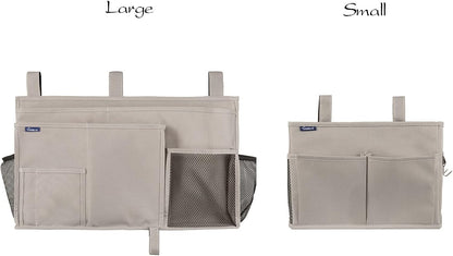 Surblue Bedside Caddy Hanging Bed Organizer Storage Bag Pocket for Bunk and Hospital Beds, College Dorm Rooms Baby Bed Rails,Camp 4 Pockets and 2 Hooks (Gray)