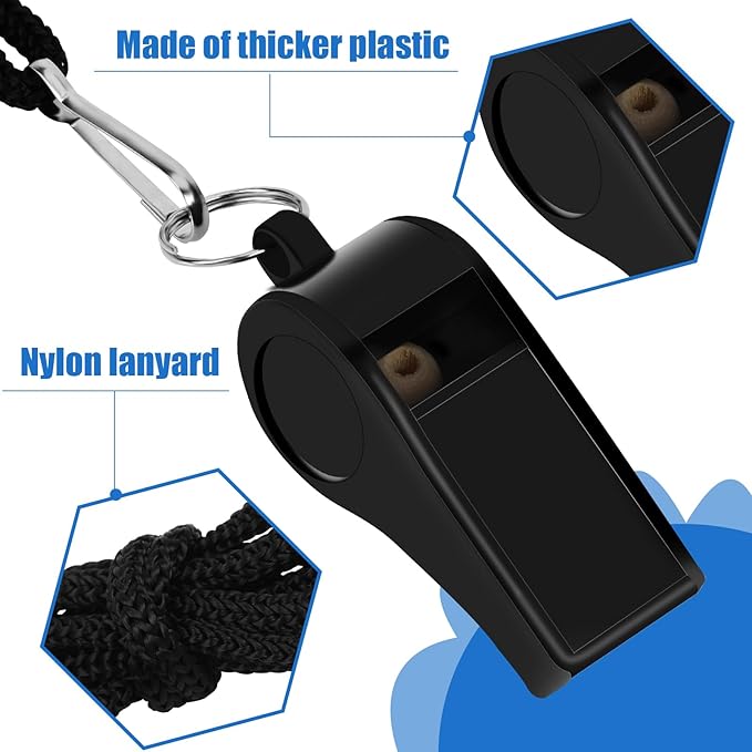 SANNIX 7 Pack Whistles, Coaches Whistles with Lanyard Sports Whistle Loud Crisp Sound Whistles for Referees Training Gyms Emergency