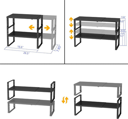 Expandable,Stackable Spice Rack,Seasoning Organizer and Storage,Spices Jar Racks for Cabinet,Countertop, Metal Pantry, Cupboard,Laundry Storages,Heavy Duty(1 Pack/Large/Black)