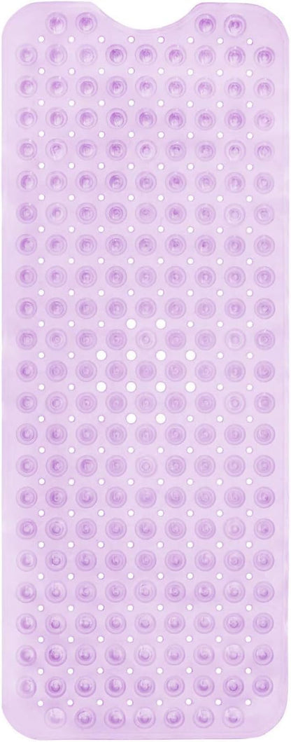 ENKOSI Bath Mat - Large Non Slip Bathtub & Shower Mat - Extra Long 40 x 16 Inch Bathroom Mats for Tub Nonslip Anti Slip Bathmats (40x16 Clear Purple 1-Pack)