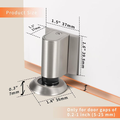 Bak Bo Magnetic Door Stoppers 4 Pack Bottom of Door Holder Keep Door Open No Drilling Magnet Floor Door Stop with Screws and Adhesive Brushed Nickel DS268BN-4