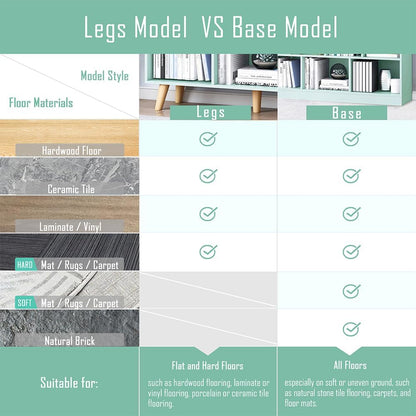 IOTXY Wooden Open Shelf Bookcase - 3-Tier Floor Standing Display Cabinet Rack with Legs, 10 Cubes Bookshelf, Tiffany-Green