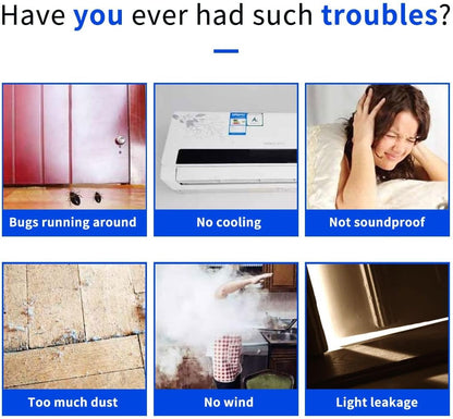 Door Draft Stopper, Strong Adhesive Door Sweep for Exterior and Interior Doors, 39” Length Cuttable Under Door Seal. (Black, 2 Pack)