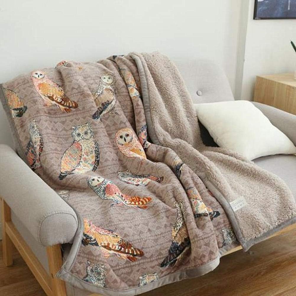 UKELER Flannel Sherpa Throw 80'' x 60''- Cute Colorful Owl Design Soft Plush Flannel Blanket Throws for Bed/Couch/Sofa/Office/Camping