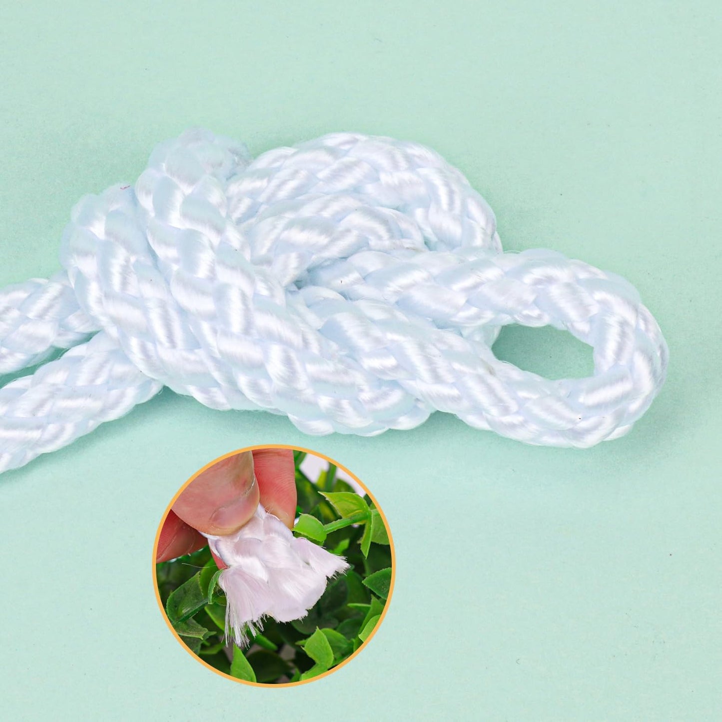 3/8 Inch White Polyester Rope - 250 White Low Stretch Polyester Rope for Hiking, Kayaking, Tarps, Camping