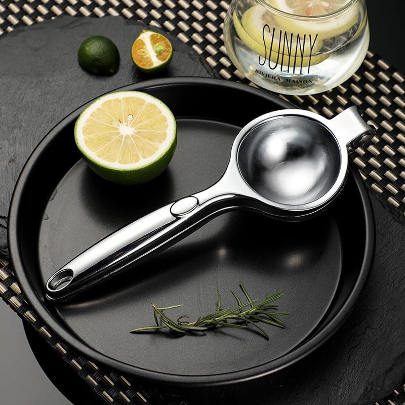 Lemon Squeezer, Heavy Duty Zinc Manual Lemon Juicer, Threaded Groove Fresh Small Oranges Limes Juicer Hand Press Manual Citrus Juicer Press for Home Restaurant Kitchen Accessories Utensils(Sliver)