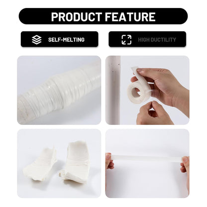 Self Fusing Silicone Tape 2 Rolls 1 in x 10' White Waterproof Rescue Tape Rubber Leak Silicone Self-amalgamating Tape for Plumbing, Sealing Pipes, Hose Repair, Outdoor Coax and Tool Fixation