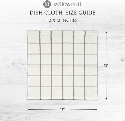 100% Cotton Terry Dish Cloth & Dish Towel, 6 Pack, Super Soft and Absorbent Kitchen Towels, Perfect for Kitchen Cleaning and Dish Washing (Grey (Solid and Checks) 8 Pack)