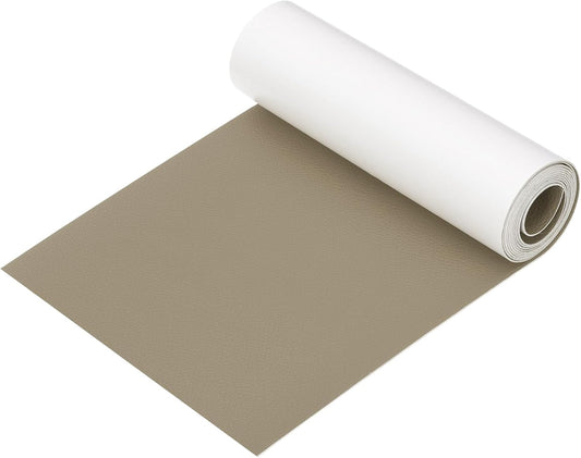 PATIKIL Leather Patches Tape for Furniture, 6.3 x 61 Inch Self Adhesive Vinyl Leather Repair Kit Cover Sheet for Couch, Sofa, Car Seats, Office Chair, Gray Khaki