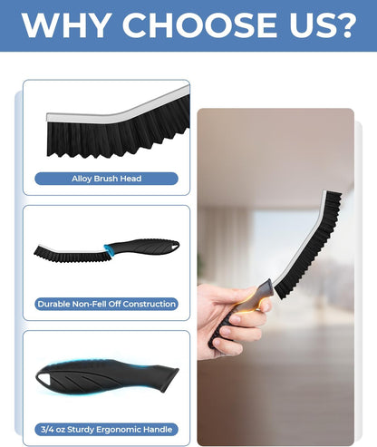 Crevice Cleaning Brushes, Cleaner Scrub Brush Tool for Hard to Reach Tight Space, Home Essentials, Serrated Scrub Brushes, Cleaning Supplies for Shower, Bathroom, Kitchen, Toilet (6, Black)
