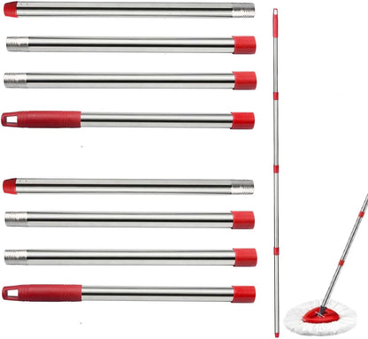 Spin Mop Replacement Handle, 4-Section 30-to-58 inch Mop Replacement Stick Compatible with Ocedar Mop Handle for Easy Wring Mop Refills, Germany Screw Joint (Red 2 Pack)