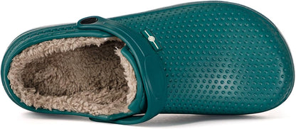 Womens Mens Fur Lined Clogs Waterproof Garden Shoes Winter Warm Fleece Lining Fuzzy House Home Slippers Indoor Outdoor Mules