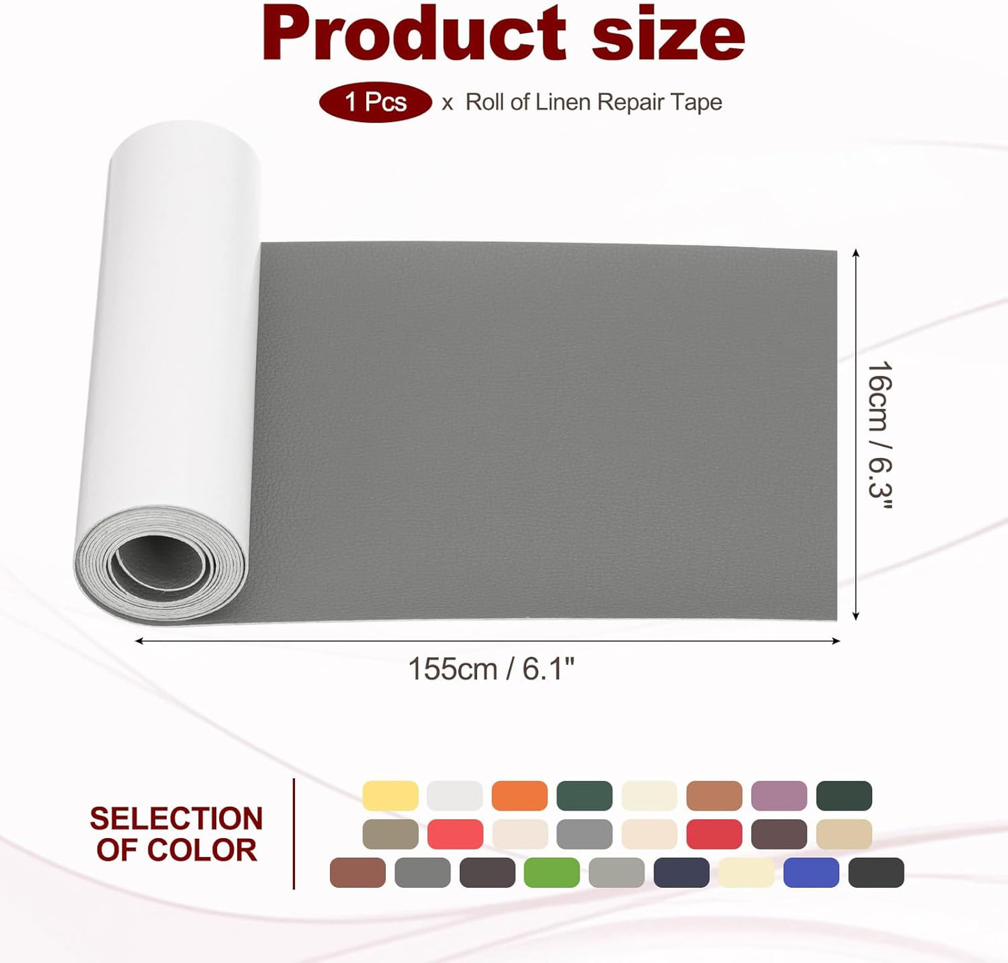 PATIKIL Leather Patches Tape for Furniture, 6.3 x 61 Inch Self Adhesive Vinyl Leather Repair Kit Cover Sheet for Couch, Sofa, Car Seats, Office Chair, Deep Gray