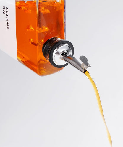 Olive Oil Dispenser for Kitchen, Cooking Oil Dispenser, Oil and Vinegar Dispenser Set, Olive Oil Bottle, Soy sauce dispenser, coffee syrup bottles - 4 pcs, Silver