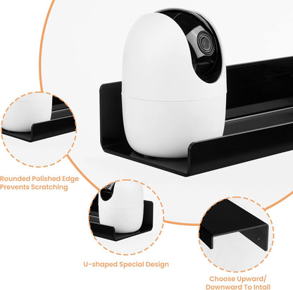 upsimples Acrylic Shelves for Wall Decor, 15" Display Shelf Perfume Organizer for Bathroom, Bedroom, Living Room, Floating Bookshelves for Kids, Black, 2 Pack