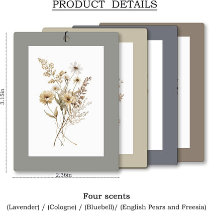 Vintage Rustic Floral Car Air Freshener 4 Pcs, Neutral Cottagecore Flower Hanging Scents Air Freshener for Women Girls Gifts, Retro Floral Scented Car Accessories Decor for Room Closet Drawer