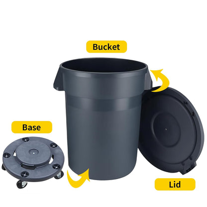 32 Gallon Outdoor Trash Can, Outdoor Trash Can with Lid and Removable Wheels, Rolling Garbage Can, Commercial Garbage Can Suitable for Restaurants, Backyards, and Garages. (2-Pack, 32 Gallon)