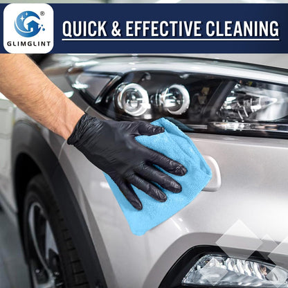 GLIMGLINT Blue Microfiber Cleaning Cloth, 150 Pack Microfiber Towels for Cars, Lint Free, Scratch-Free, Highly Absorbent, Reusable Cleaning Rags for Car, Household, Shop Towels 14"X12"