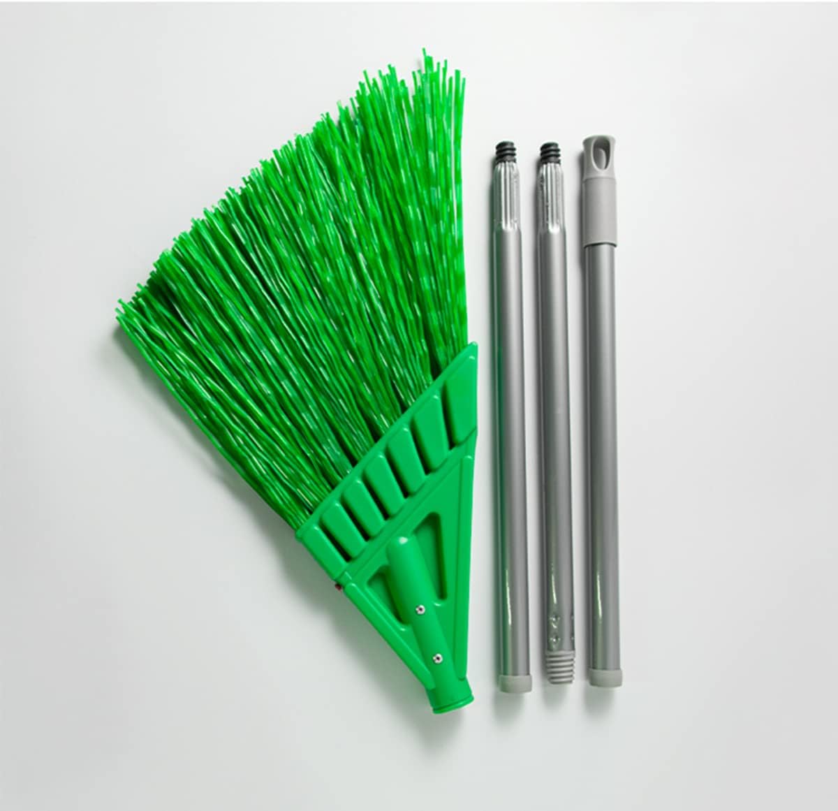 Courtyard Broom/Heavy-Duty Broom Long-Handled Commercial Broom Angle Broom for Outdoor Courtyard Garage Lobby Mall Market Floor（Grey+Green）