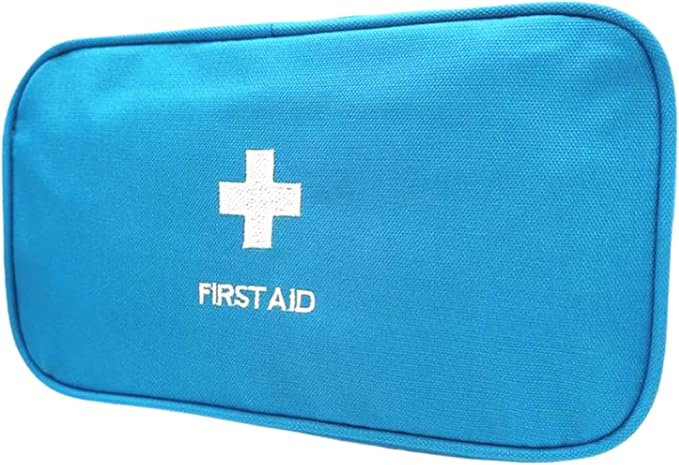 Red First Aid Bag Empty Travel Rescue Pouch First Responder Storage Medicine Emergency Bag for Car Home Office Kitchen Sport Outdoors (Blue with Handle)