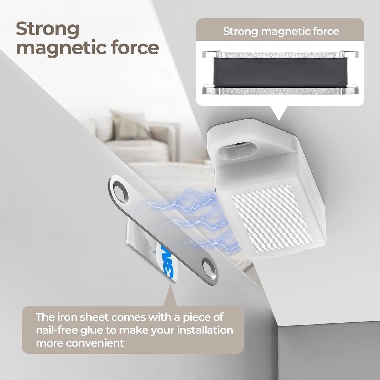 Cabinet Magnetic Catch Door Latch 30LB for Kitchen Drawer Magnets to Stay Closed Magnetic Catch Closet for Drawer（White 24 Pack）