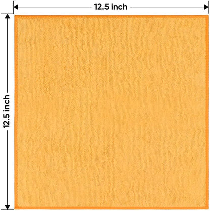 HOMEXCEL Yellow Microfiber Cleaning Cloths 12 Pack, 12.5 x 12.5 inch Microfiber Towel for Cars, Ultra Absorbent Car Washing Cloth, Lint Free Streak Free Cleaning Rags for Car, Kitchen, and Window