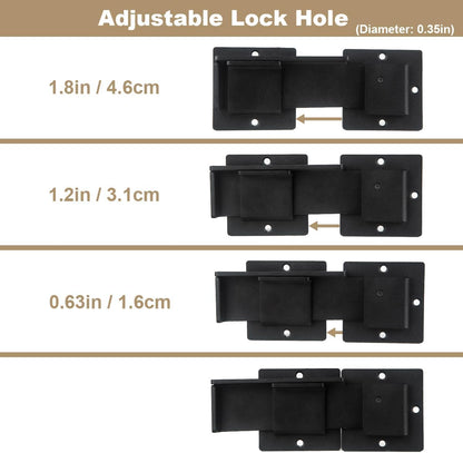 7.5'' Flip Gate Latch Lock with Padlock Hole 4mm Heave Duty Carbon Steel Adjustable Barn Door Lock Safety Gate Hardware for Ourdoor Wooden Fence, Cabinet, Shed, Sliding Doors