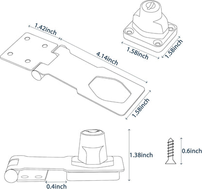 Alise Keyed Hasp Lock,4 Inch Safety Packlock Clasp Hasp Lock Latch with Lock,Door Hinge Lock with Keys Keyed Locking Hasp for Cabinets Closets Doors,Red Bronze