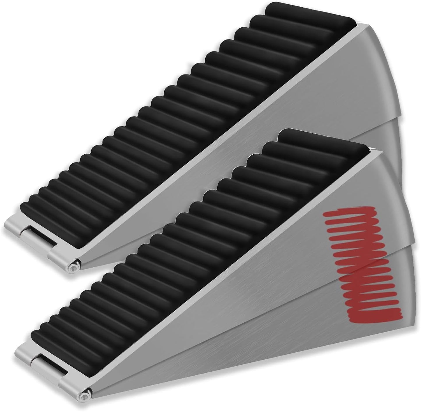 Heavy Duty Door Stopper Adjustable Spring Large Stoppers Wedge, Tall up to 3 Inches Doorstop Stainless steels Made Suits Any Heavy Doors (2 Pack Silver-Adjustable)