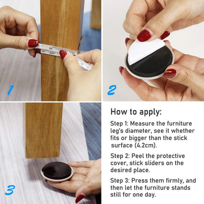 2 inches Stick Furniture Sliders, 12pcs Furniture Glides for Easy Moving on Carpet Hardwood (Beige)