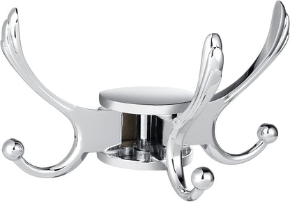 Swivel Coat Hook 2 Pack Heavy Duty Space Saving Towel Rope Hook Wall Mount Triple Swing Arms for RV Bathroom Kitchen Garage,Polished Chrome