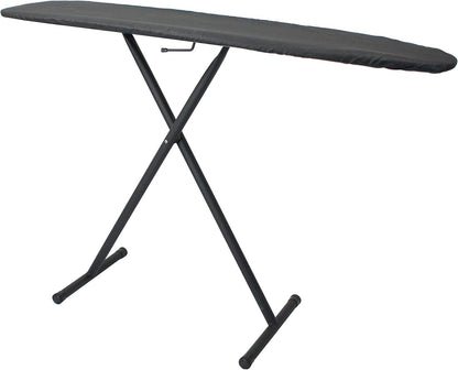 54" Full-Size Adjustable Ironing Board w/Thick Pad Cover, Leg Locking System, Foldable and Collapsible, Heavy-Duty Alloy Steel Construction, Space Saving Design - Charcoal