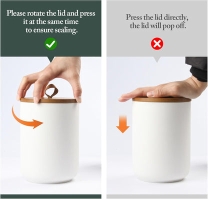 Ceramic Canisters Sets for Kitchen, Airtight Canister with Bamboo Lid, Ceramic Coffee Canister Kitchen Canisters for Countertop, Flour and Sugar Containers for Food Storage Jars, White, Set of 3