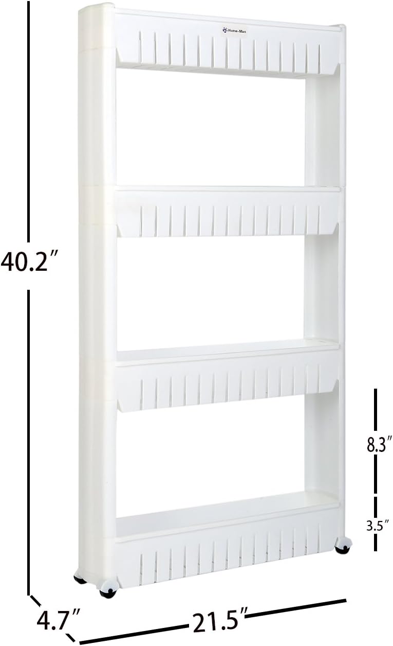 Laundry Room Organizer, Mobile Shelving Unit Organizer with 4 Large Storage Baskets, Gap Storage Slim Slide Out Pantry Storage Rack for Narrow Spaces, 4 Tier …