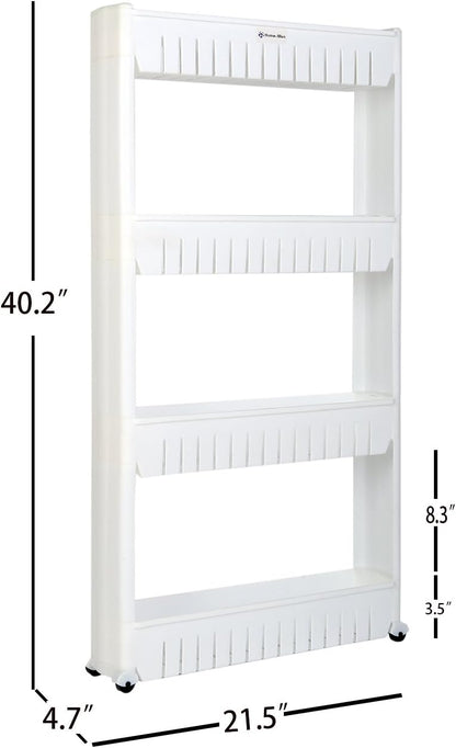 Laundry Room Organizer, Mobile Shelving Unit Organizer with 4 Large Storage Baskets, Gap Storage Slim Slide Out Pantry Storage Rack for Narrow Spaces, 4 Tier …