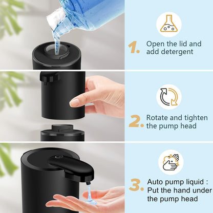 Automatic Soap Dispenser,380ml Touchless Liquid Foam Soap Dispenser,USB Rechargeable Electric Hand Free Pump Soap Dispenser for Bathroom Kitchen