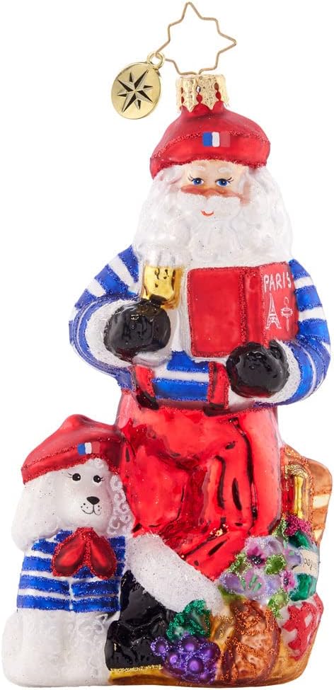 Christopher Radko Hand-Crafted European Glass Christmas Tree Decorative Ornament, Pardon My French Santa