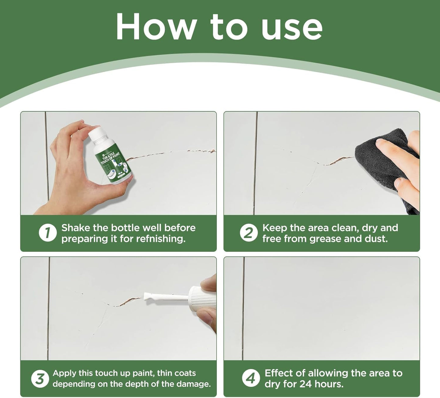 Universal Gloss White Touch Up Paint for Ceramic/Porcelain/Tile - Repair Pen Works on Kitchen Backsplash, Shower Walls, Counter Edges - No Primer Needed, Dries in 20 Minutes（1.5 Oz