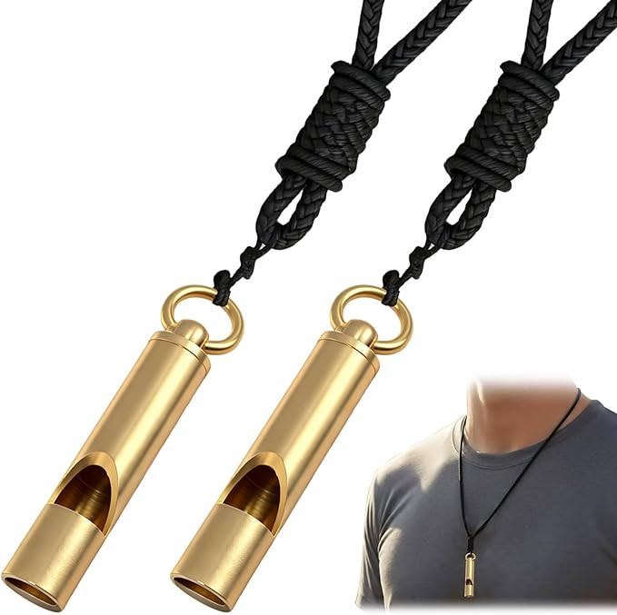 Titanium Emergency Whistle, 120DB Survival Safety Whistles with Black Lanyard, Outdoor Small Lifesaving Loud Whistle for Coaches Sports Boating Dog Training Hiking Camping