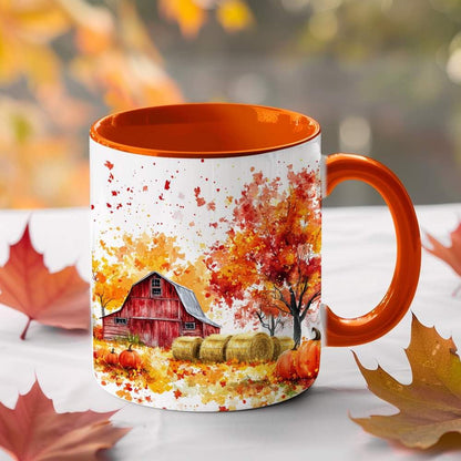 Fall Farm Coffee Mug - Farm Lover Mugs Gifts for Women Men - Autumn Decor Gifts For Home Farmhouse Thanksgiving - 11oz Printed Ceramic Mug