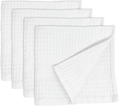 GILDEN TREE Waffle Towels Wash Cloths for Showering, Exfoliating Washcloth Face Towels, Quick Dry Towel Cotton Washcloths Set of 4, Classic Style (White)