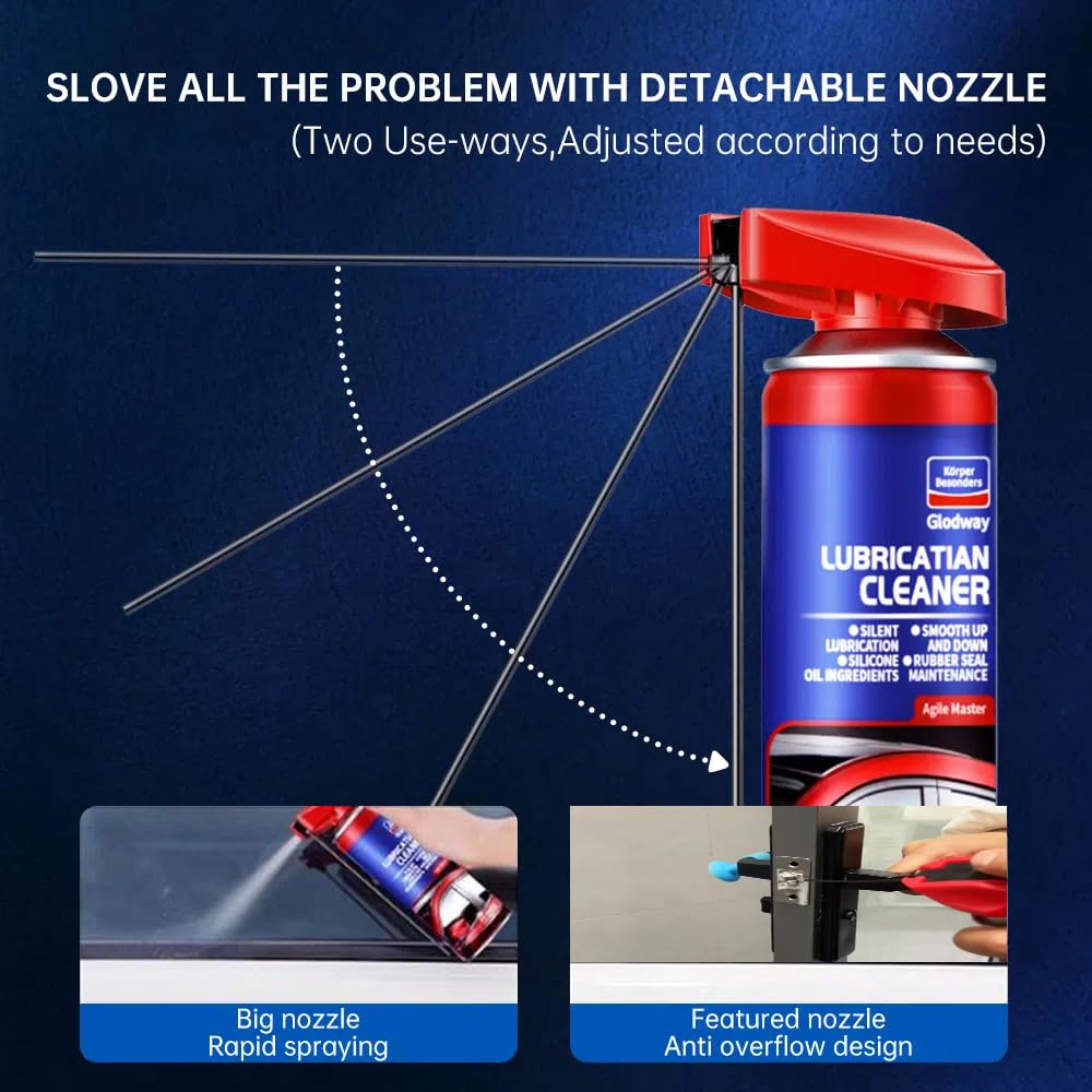Glodway Specialist Silicone Lubricant Spary,Garage Door Lubricant Oil,with Smart Straw Sprays 2 Ways,for Door Higne,Bike,Sewing Machine,Metal Parts,10 OZ（Pack 3）