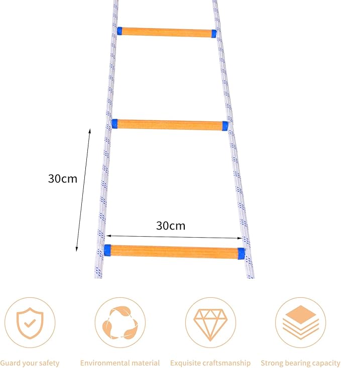 Emergency Fire Escape Ladder - 16.4FT Rope, Flame Resistant Safety Extension Ladder with 2 Hooks, Fast to Deploy Sturdy and Strong Portable and Reusable 2 Story,Weight Capacity up to 2000 LB