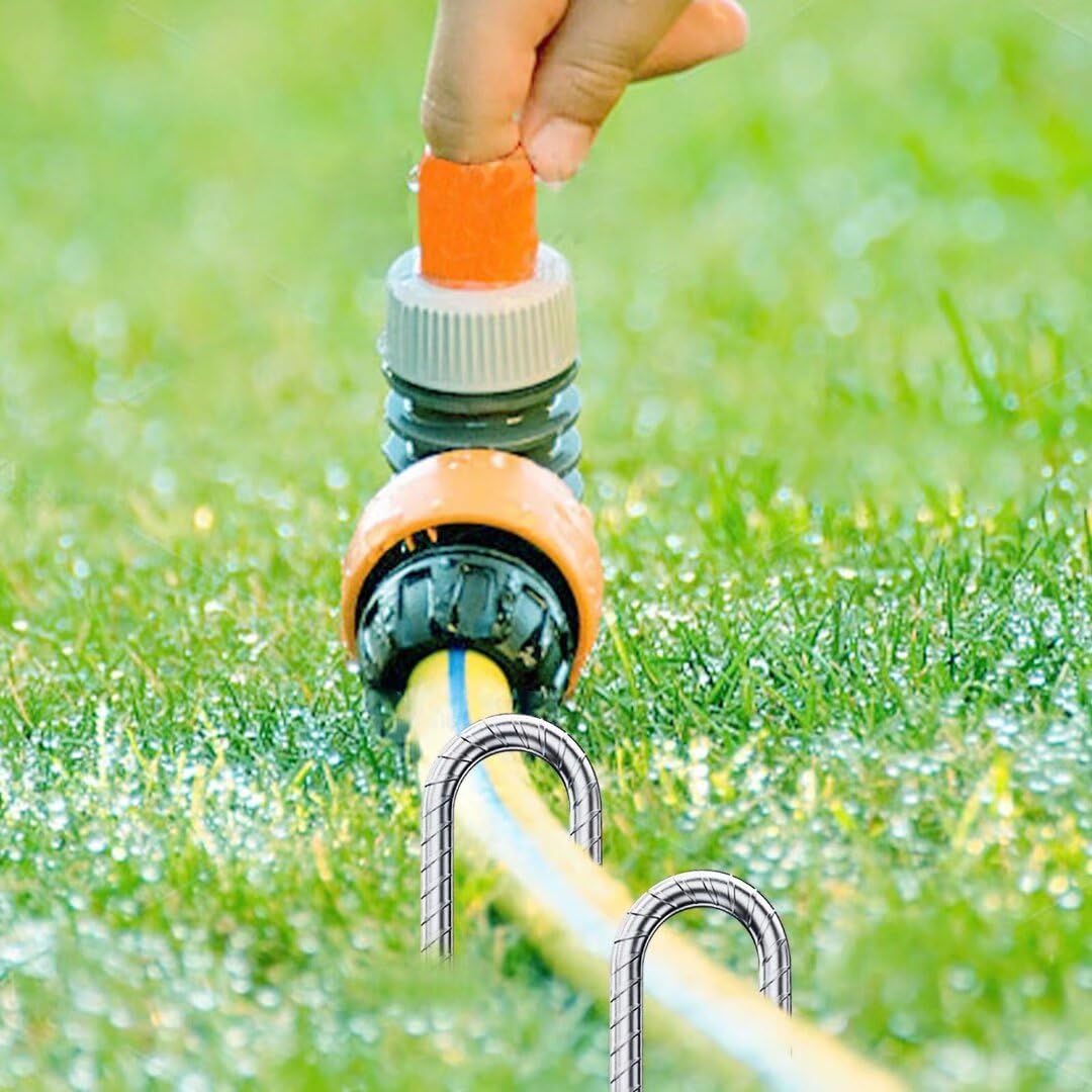 J-Hook-Rebar-Stakes-12 Inch, Ground Stakes Heavy Duty Rebar Stakes for Camping 50pcs Rebar Stakes Rust Proof Coated Metal for Flower Gardens Dog Fence Camping Tents Chicken Coop